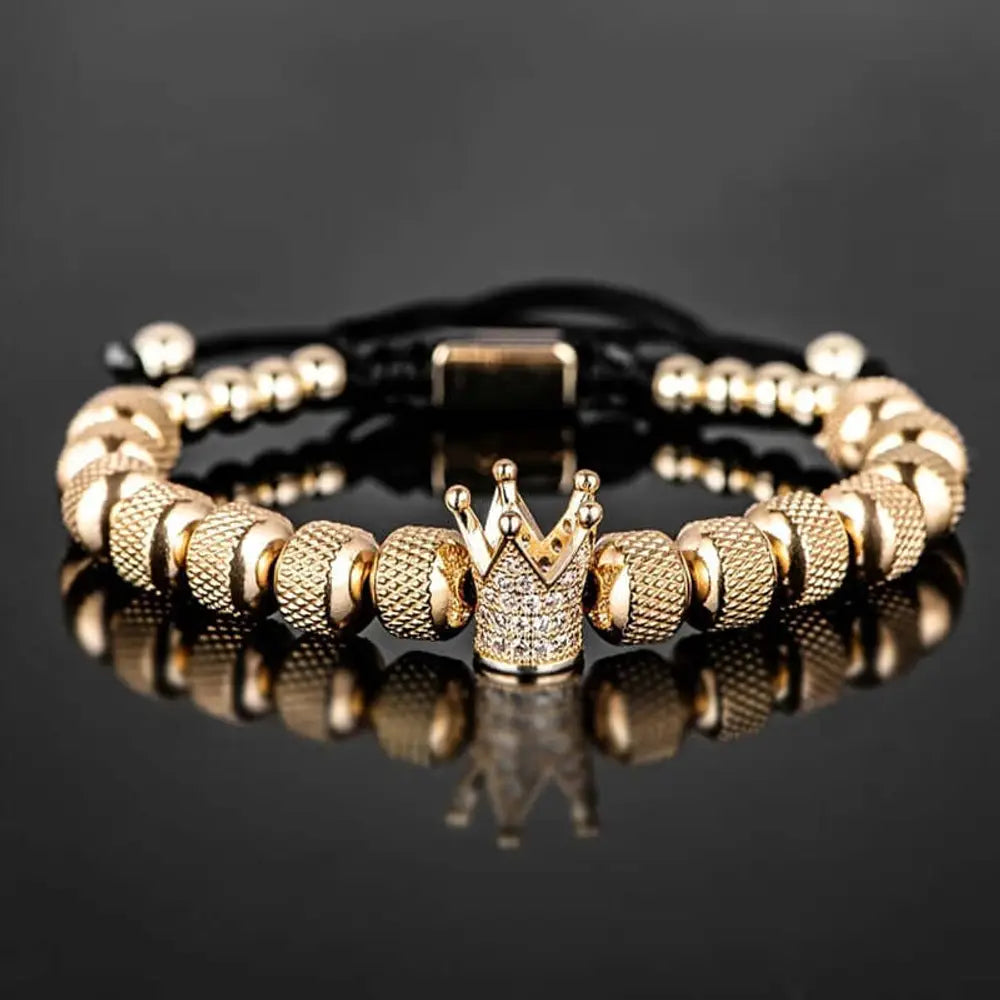 Royal King Beaded Bracelet - Bracelet - Silver - Handmade - Beaded - Gold