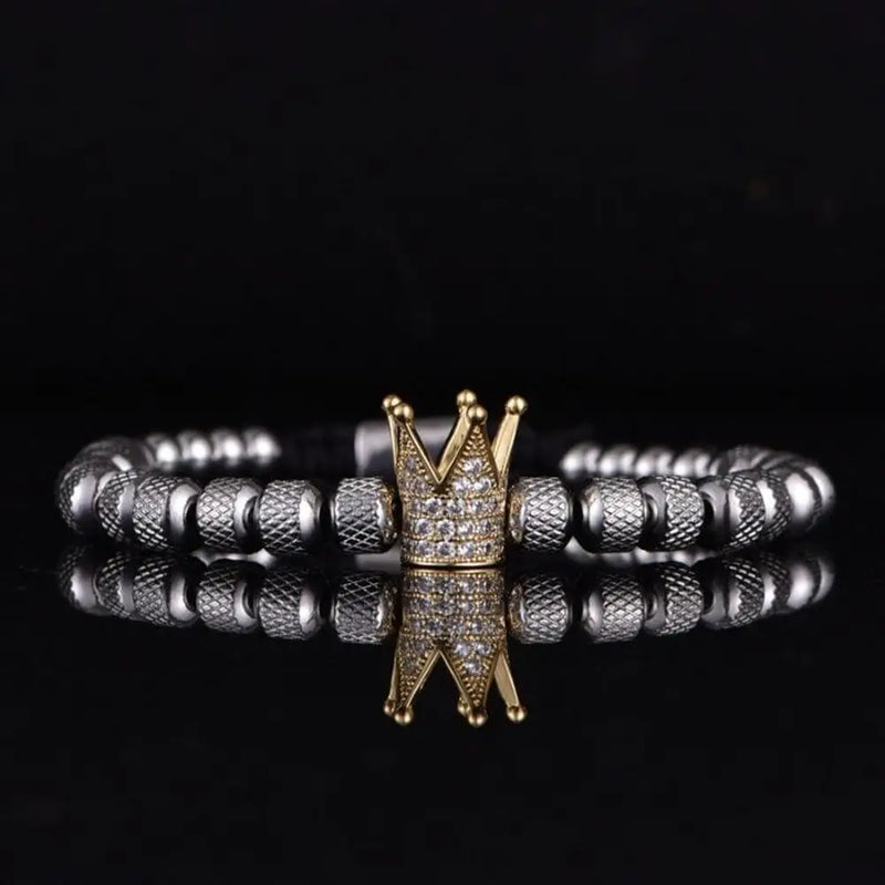 Royal King Beaded Bracelet - Gold - Black - Royal - Beaded - Silver