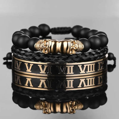 Skull Deluxe Bracelets - Bracelet - Bangle - Roman - Beaded - Gold