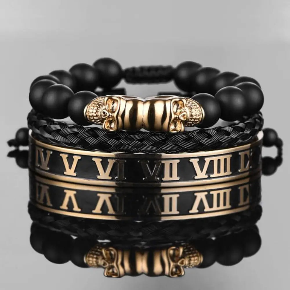 Skull Deluxe Bracelets - Bracelet - Bangle - Roman - Beaded - Gold