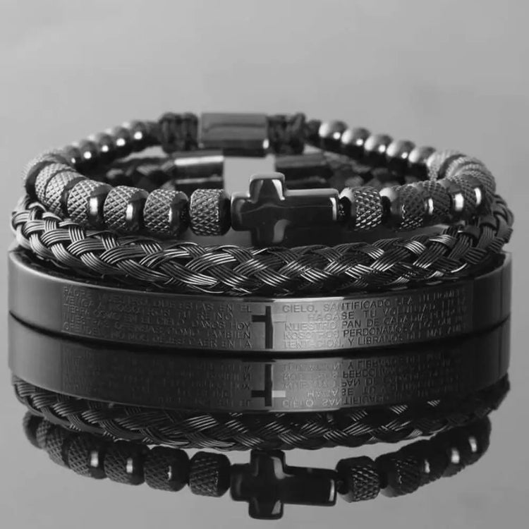 Spanish Cross Bracelets - Bracelet - Black - Beaded - Bangle - Silver