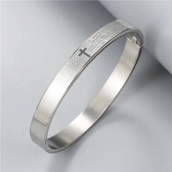 Statement Symbol Bangle - Silver
