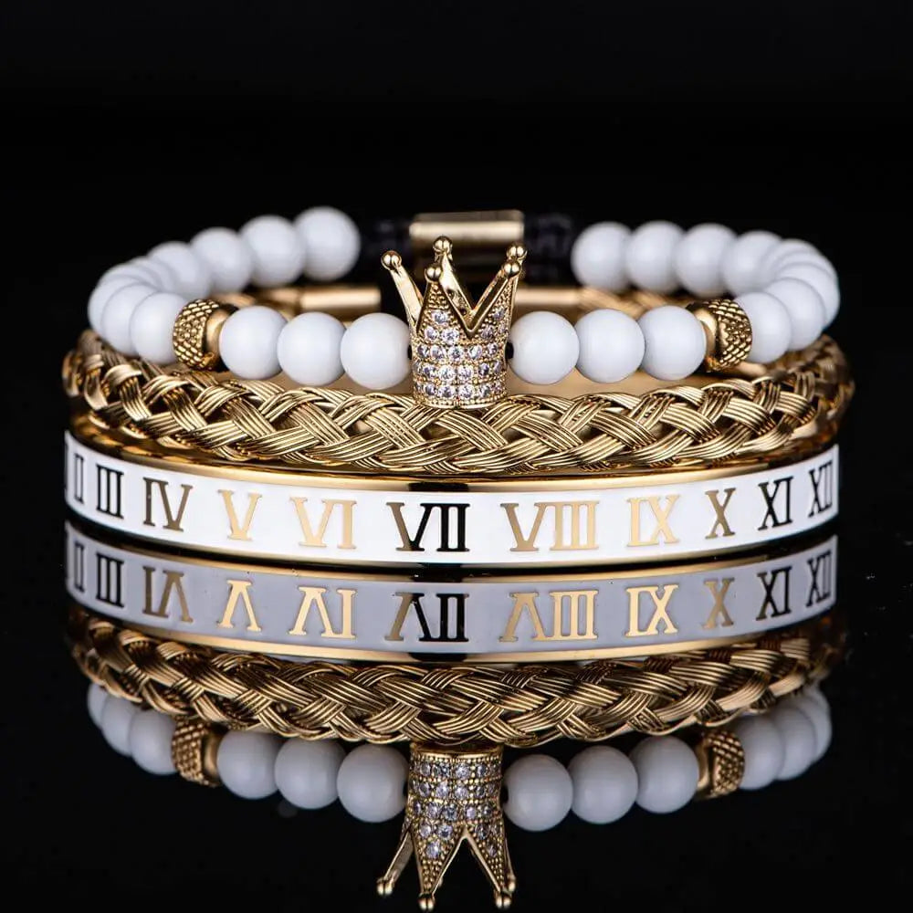 White Deluxe Bracelets - Bracelet - Gold - Leopard - Bangle - Crown